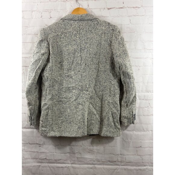 Christopher Wool Tweed Blazer Womens Size 13/14 Gray Blue Ivory Vintage -(READ) - Picture 2 of 9